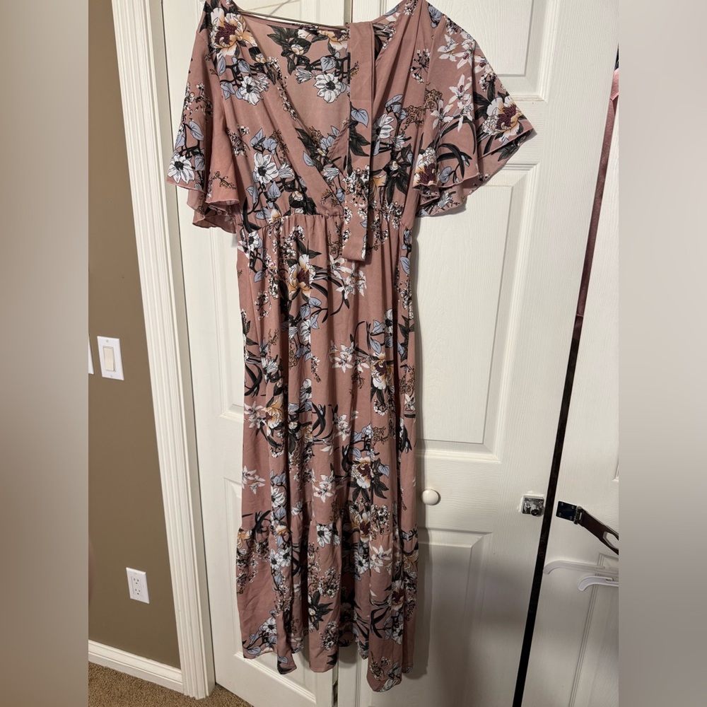SHEIN Floral Maxi Dress in Mauve